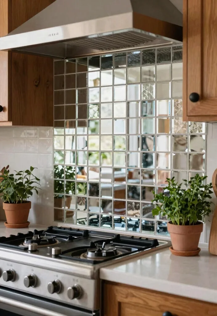 12 Kitchen Mirror Ideas to Reflect Light and Space 2. Vintage Mirror Tiles for a Mosaicked Look 0