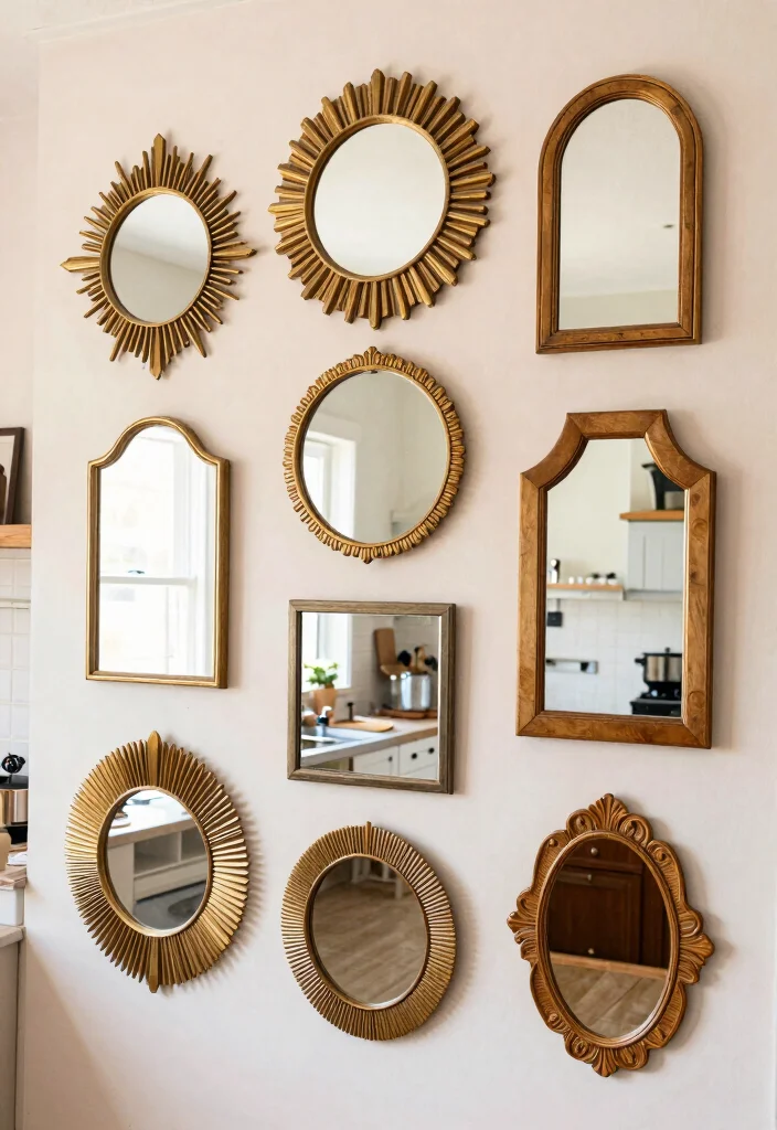 12 Kitchen Mirror Ideas to Reflect Light and Space 6. Decorative Vintage Wall Mirrors 0