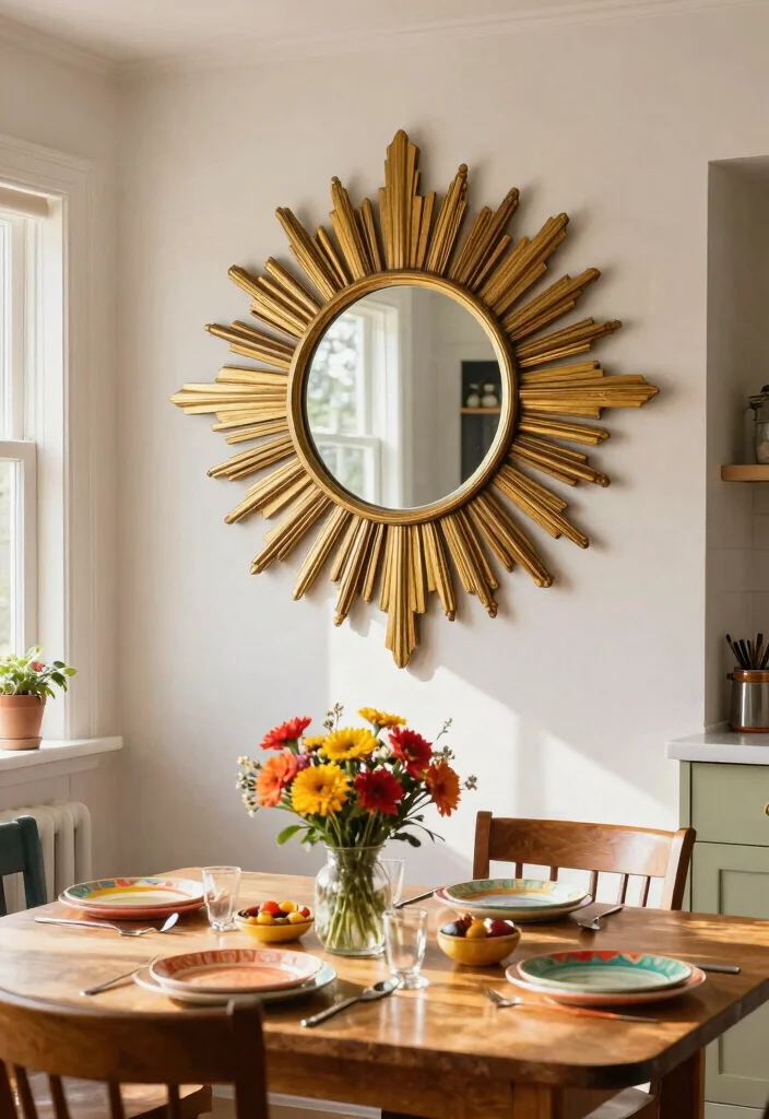 12 Kitchen Mirror Ideas to Reflect Light and Space 9. Vintage Sunburst Mirrors 0