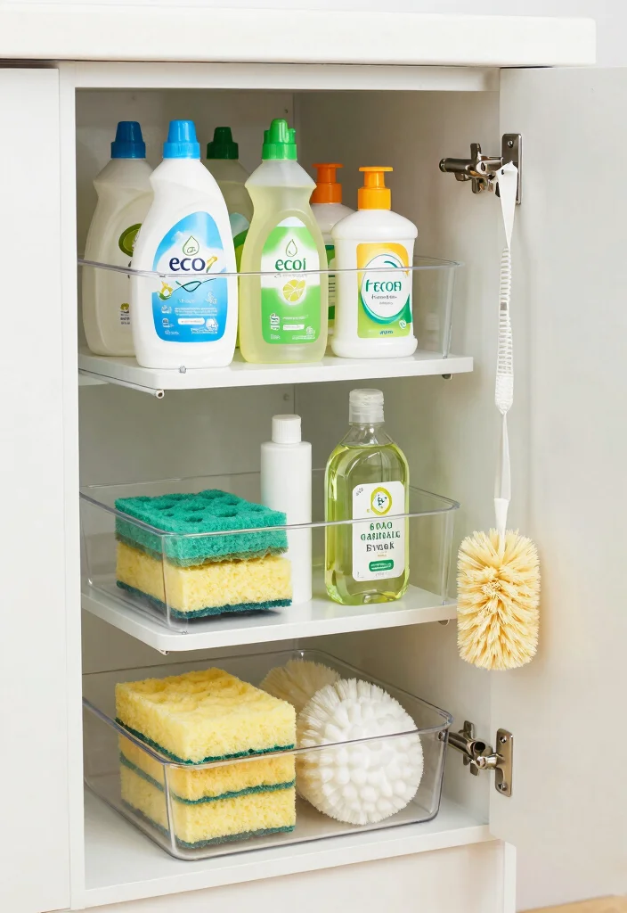 12 Kitchen Sink Cabinet Ideas for Smart Storage 1. Under Sink Vertical Storage 0