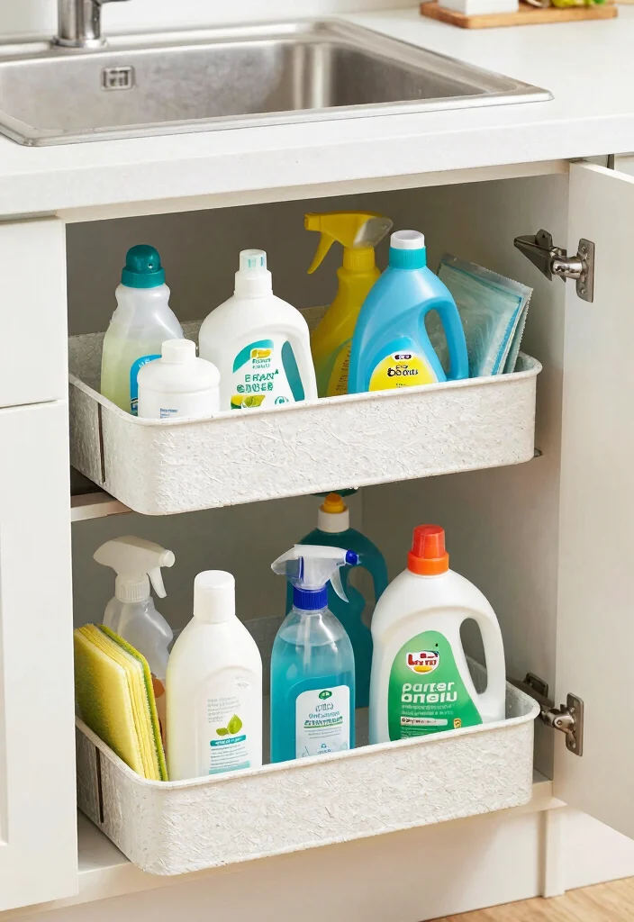12 Kitchen Sink Cabinet Ideas for Smart Storage 7. Cleaning Supply Caddies 0