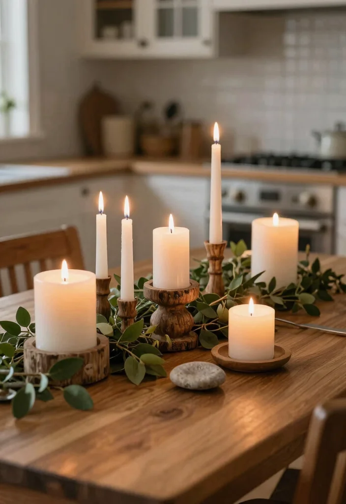 12 Kitchen Table Decor Ideas for Everyday Styling 4. Candle Arrangements 0