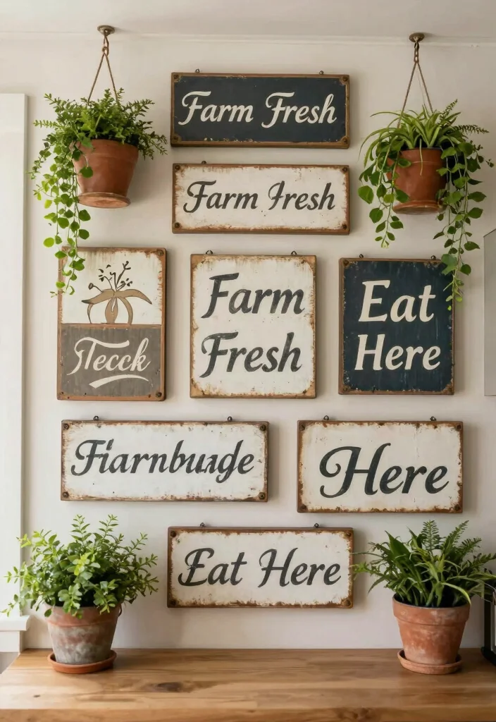 12 Kitchen Wall Decorating Ideas for a Finished Look 1. Vintage Farmhouse Signs 0