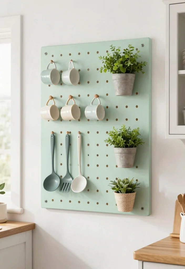 12 Kitchen Wall Decorating Ideas for a Finished Look 10. Functional Pegboards 0