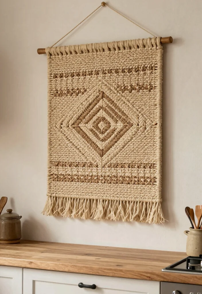 12 Kitchen Wall Decorating Ideas for a Finished Look 7. Woven Wall Hangings 0