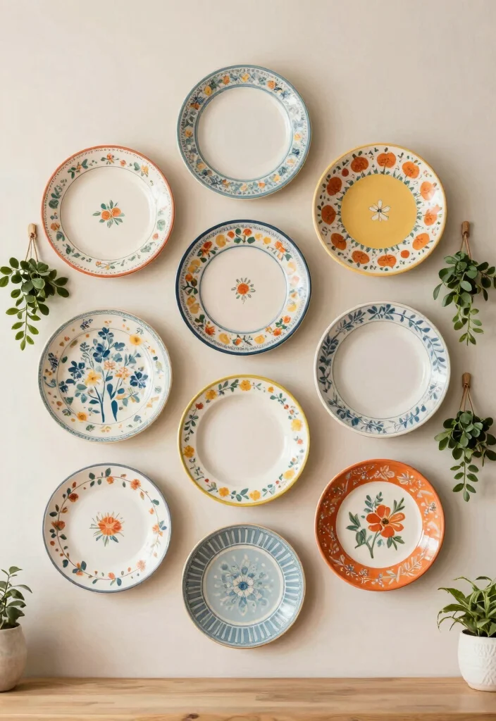 12 Kitchen Wall Decorating Ideas for a Finished Look 8. Rustic Plate Displays 0