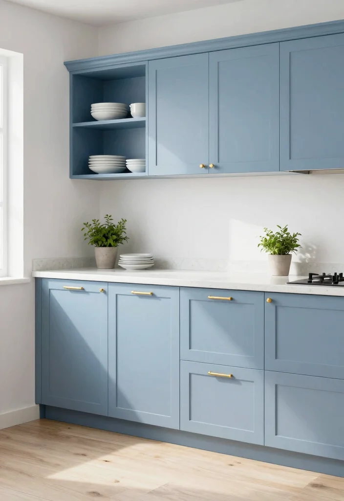 12 Light Blue Kitchen Ideas for a Fresh Airy Look 1. Soft Blue Cabinets 0