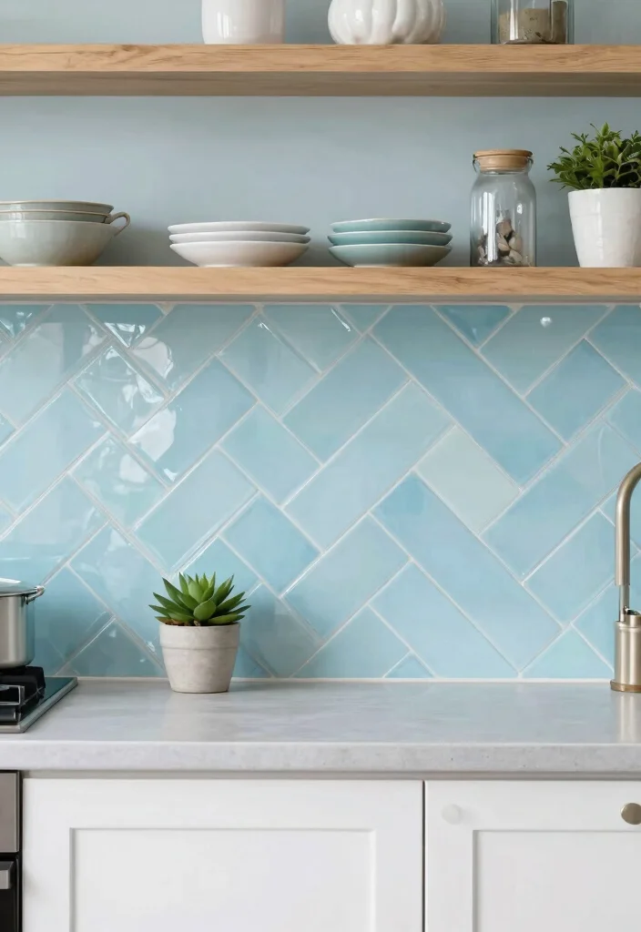 12 Light Blue Kitchen Ideas for a Fresh Airy Look 2. Beachy Tile Backsplash 0