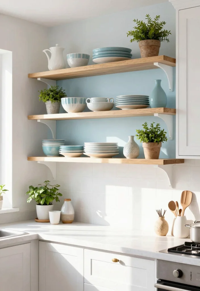 12 Light Blue Kitchen Ideas for a Fresh Airy Look 4. Airy Open Shelving 0