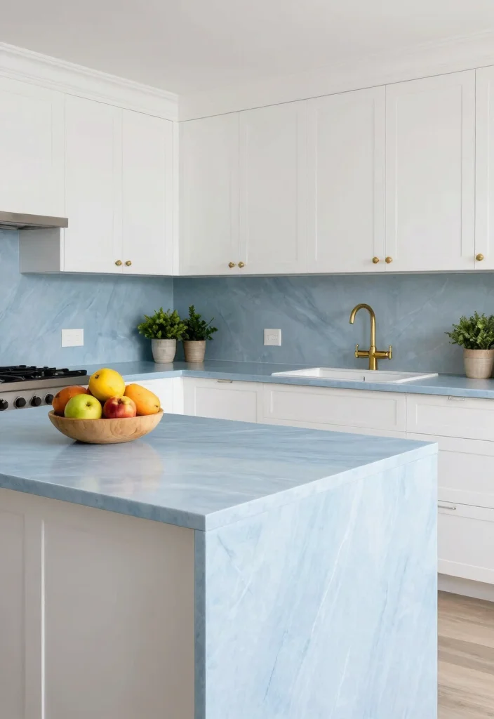 12 Light Blue Kitchen Ideas for a Fresh Airy Look 7. Light Blue Countertops 0