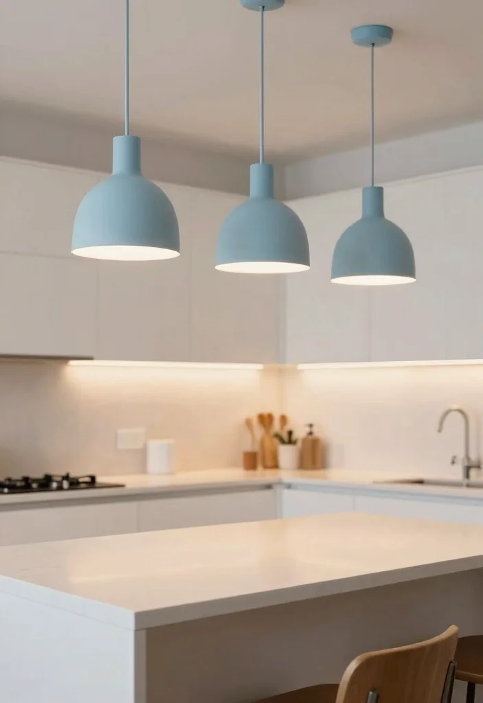 12 Light Blue Kitchen Ideas for a Fresh Airy Look 8. Light Blue Lighting Fixtures 0