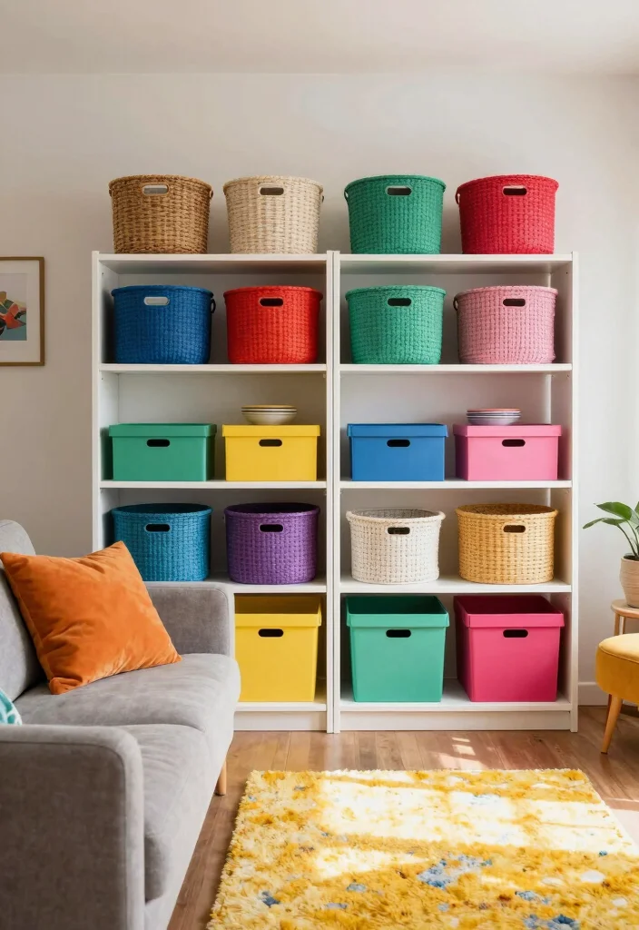 12 Living Room Closet Ideas for Hidden Storage 11. Use Color coded Storage 0