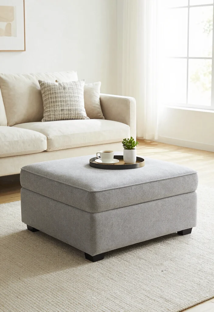 12 Living Room Closet Ideas for Hidden Storage 2. Storage Ottoman 0