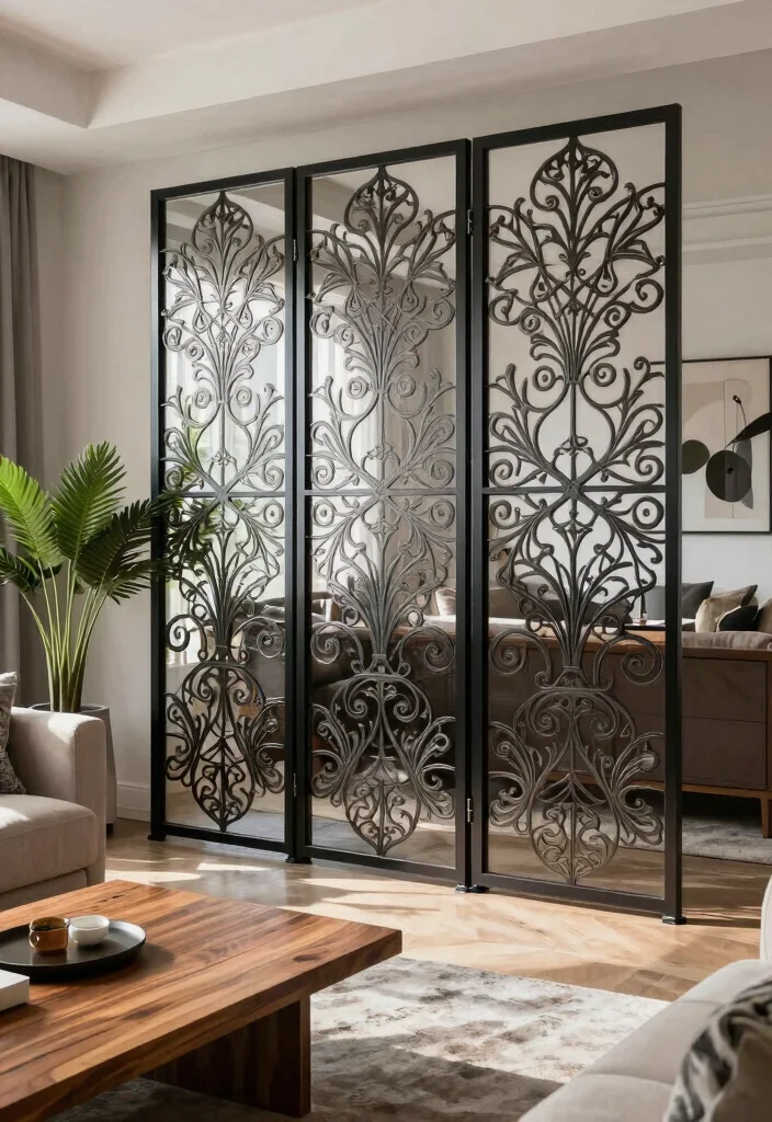 12 Living Room Partition Ideas to Define Open Spaces 10. Sustainable Metal Screen Partitions 0
