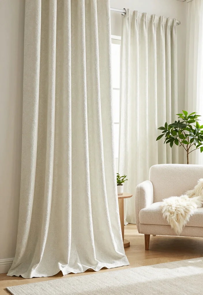 12 Living Room Partition Ideas to Define Open Spaces 4. Fabric Drapes or Curtains 0