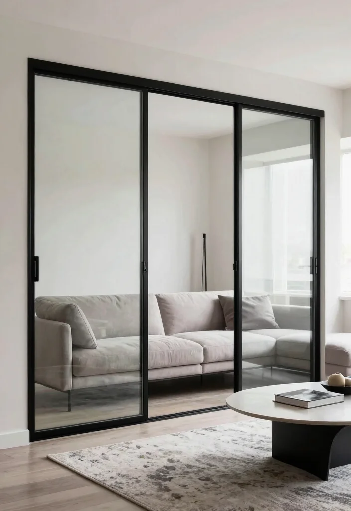 12 Living Room Partition Ideas to Define Open Spaces 5. Sliding Glass Panels 0
