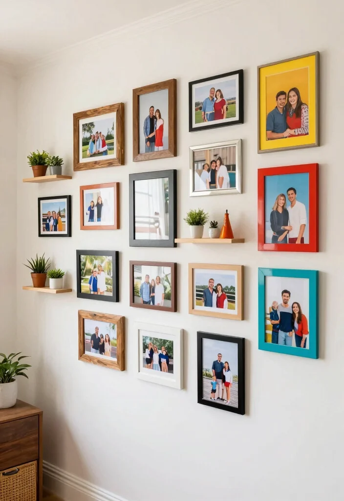 12 Living Room Photo Wall Ideas for Personal Decor 1. Eclectic Gallery of Memories 0