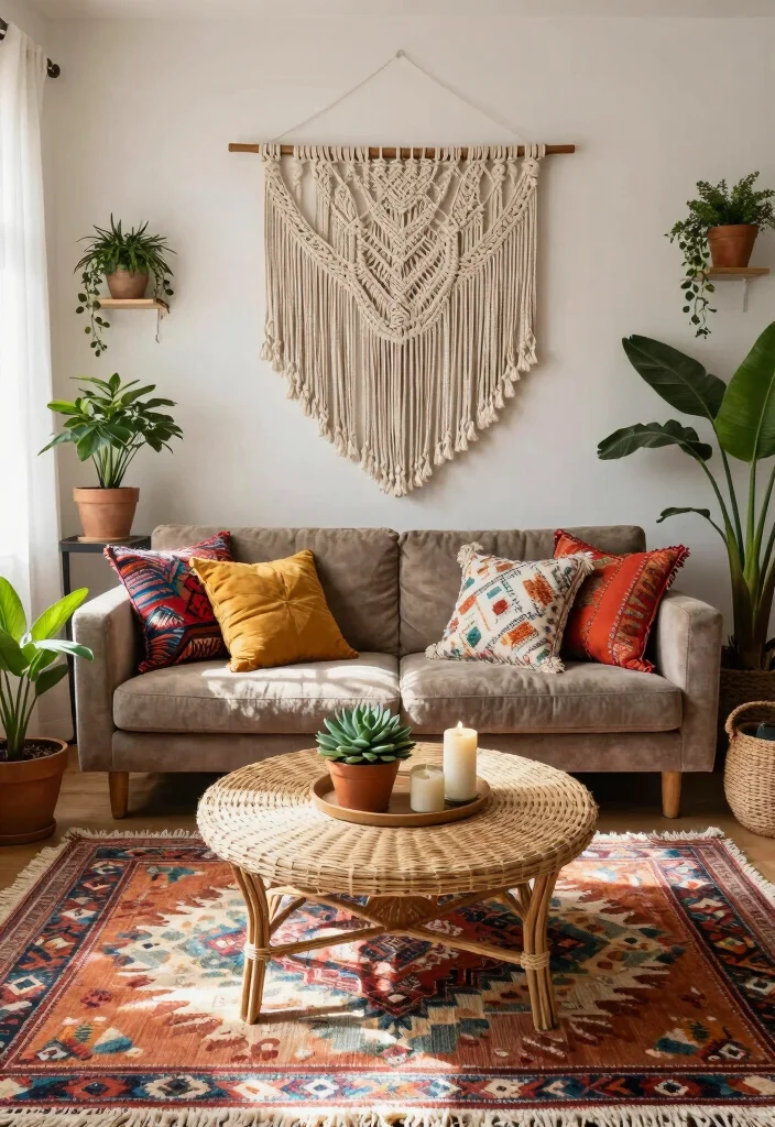 12 Living Room Theme Ideas to Guide Your Decor 1. Boho Chic Bliss 0