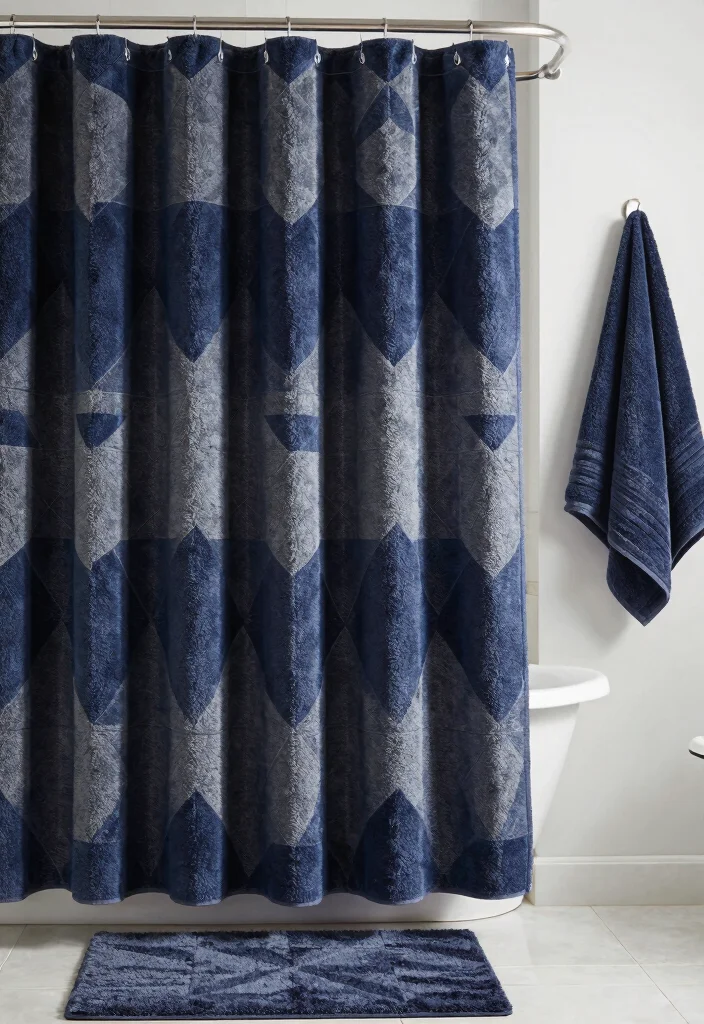 12 Male Bathroom Decor Ideas with Clean Masculine Energy 10. Stylish Shower Curtains and Towels 0