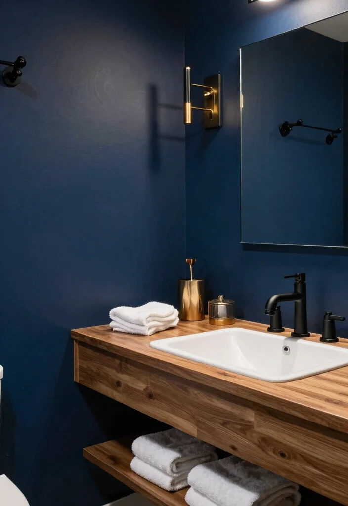 12 Male Bathroom Decor Ideas with Clean Masculine Energy 3. Play with a Masculine Color Palette 0