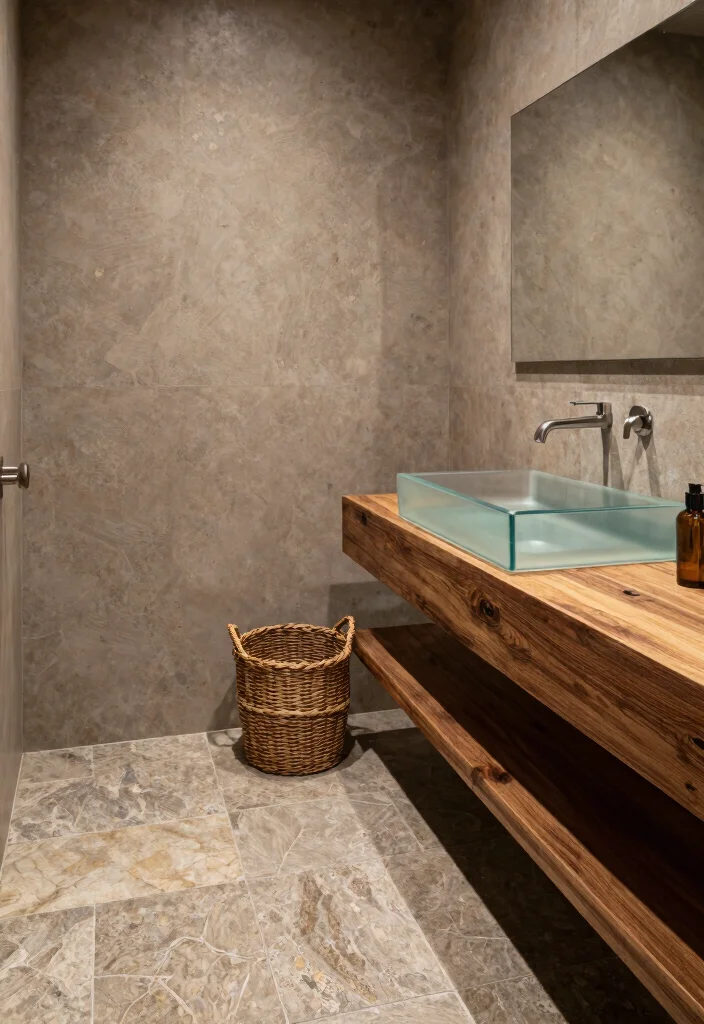12 Male Bathroom Decor Ideas with Clean Masculine Energy 4. Textured Elements for Depth 0