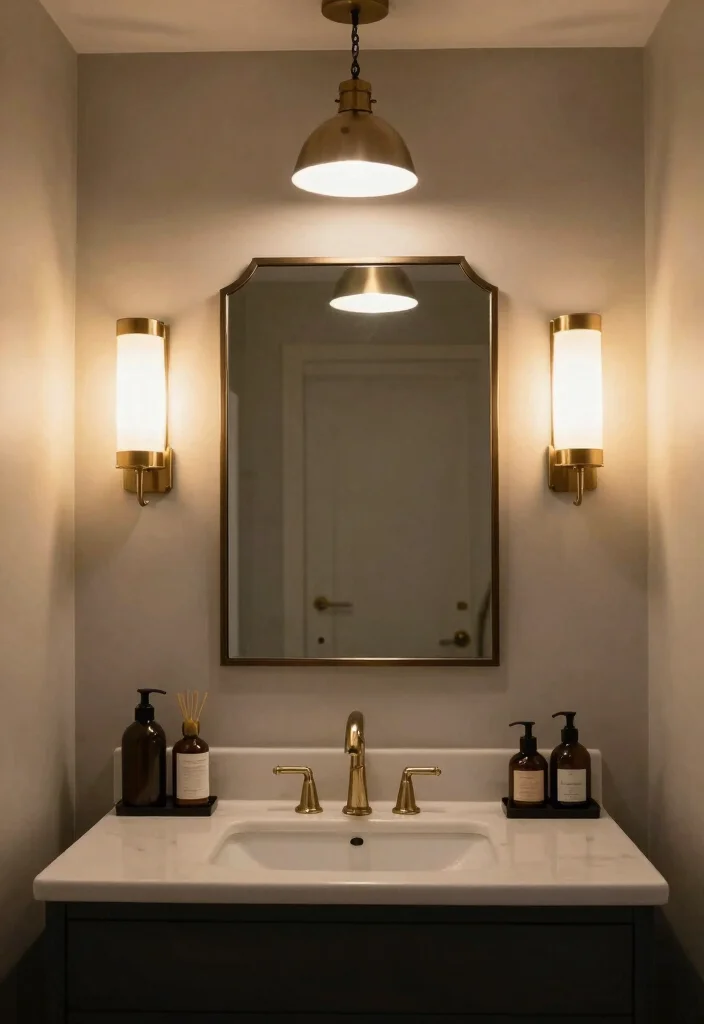 12 Male Bathroom Decor Ideas with Clean Masculine Energy 8. Bold Lighting Fixtures 0