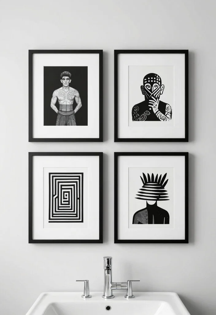12 Male Bathroom Decor Ideas with Clean Masculine Energy 9. Simple Art and Decor 0