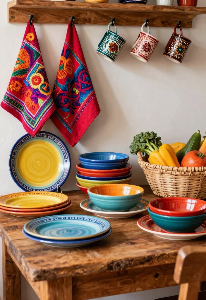 12 Mexican Kitchen Decor Ideas with Colorful Character 2. Vibrant Kitchen Accessories 0