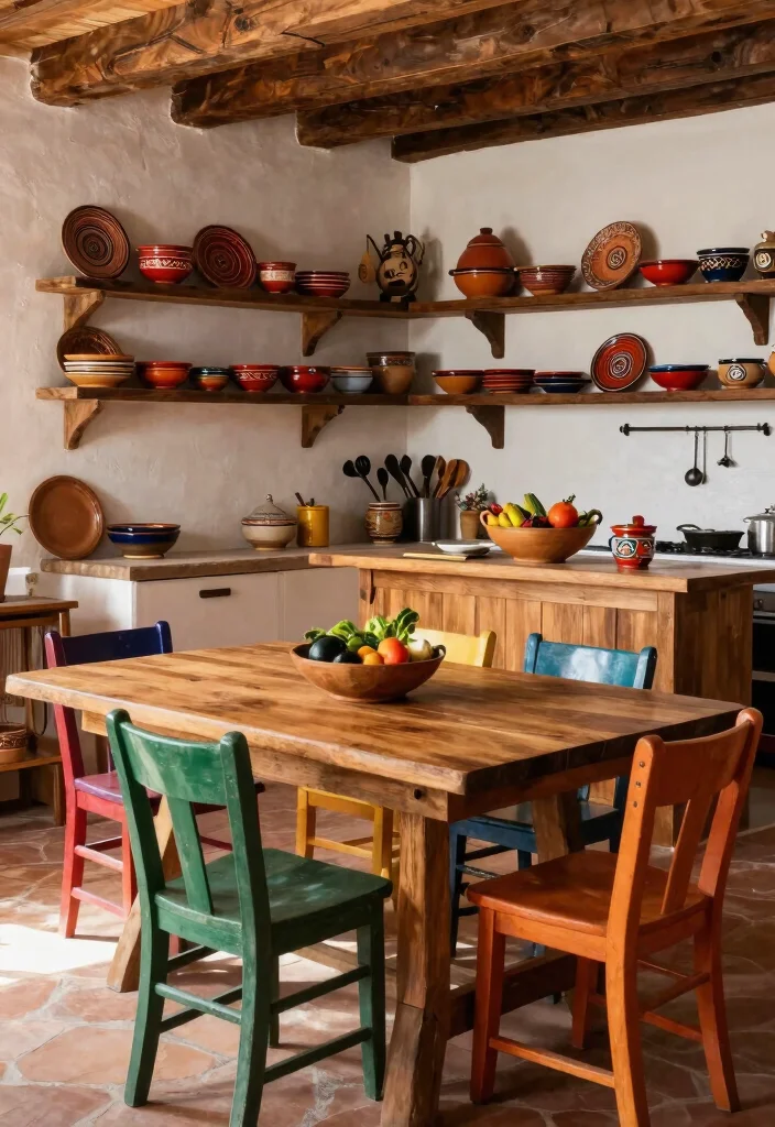 12 Mexican Kitchen Decor Ideas with Colorful Character 4. Rustic Kitchen Furnishings 0