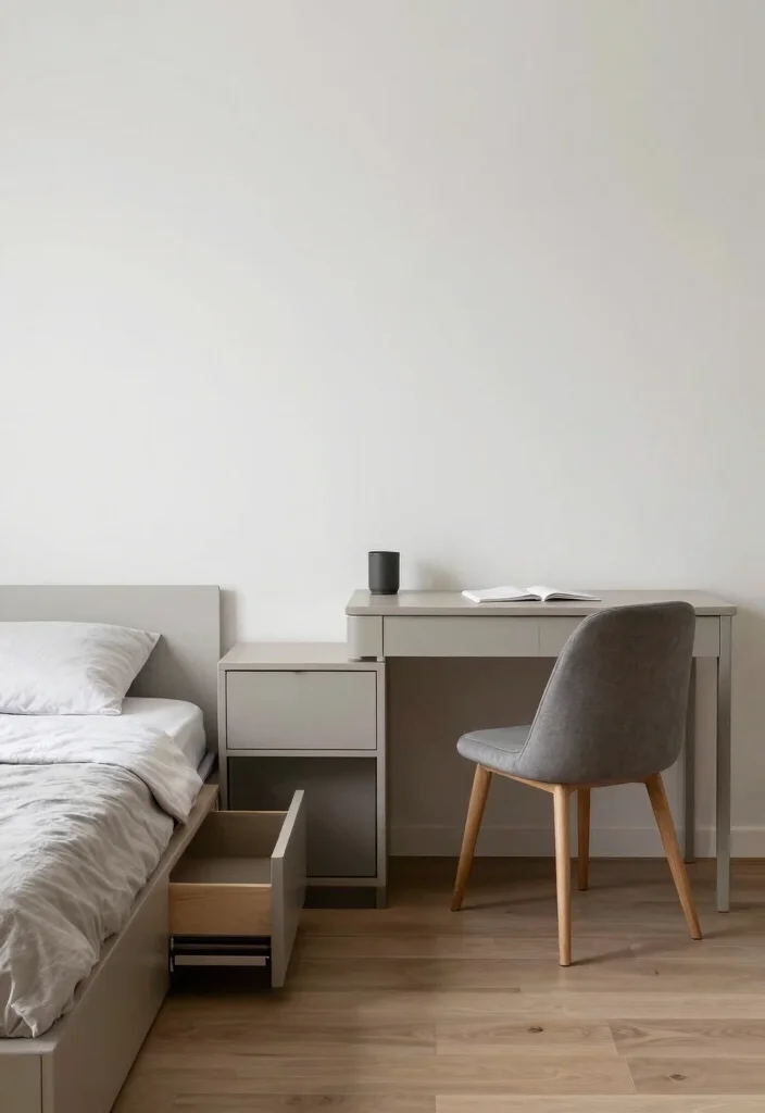 12 Minimal Bedroom Design Ideas for Calm Living 11. Multi Functional Spaces 0