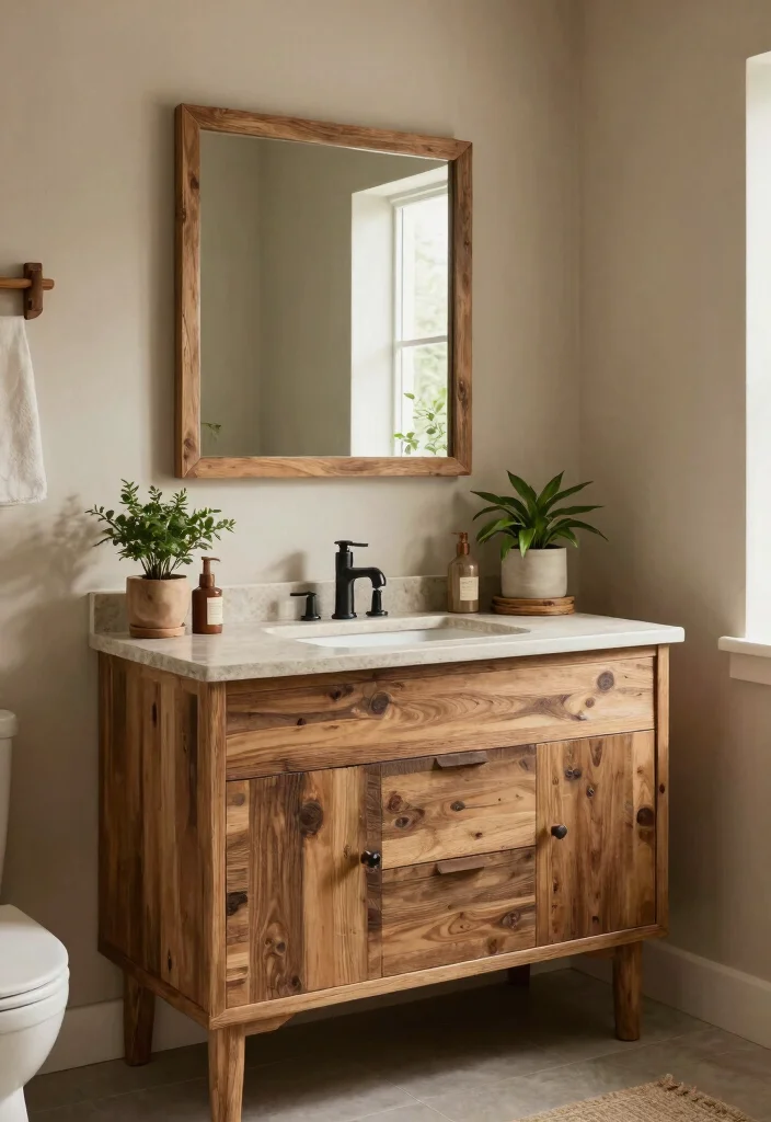 12 One Sink Bathroom Vanity Ideas for Style and Storage 12. Nature Inspired Designs 0