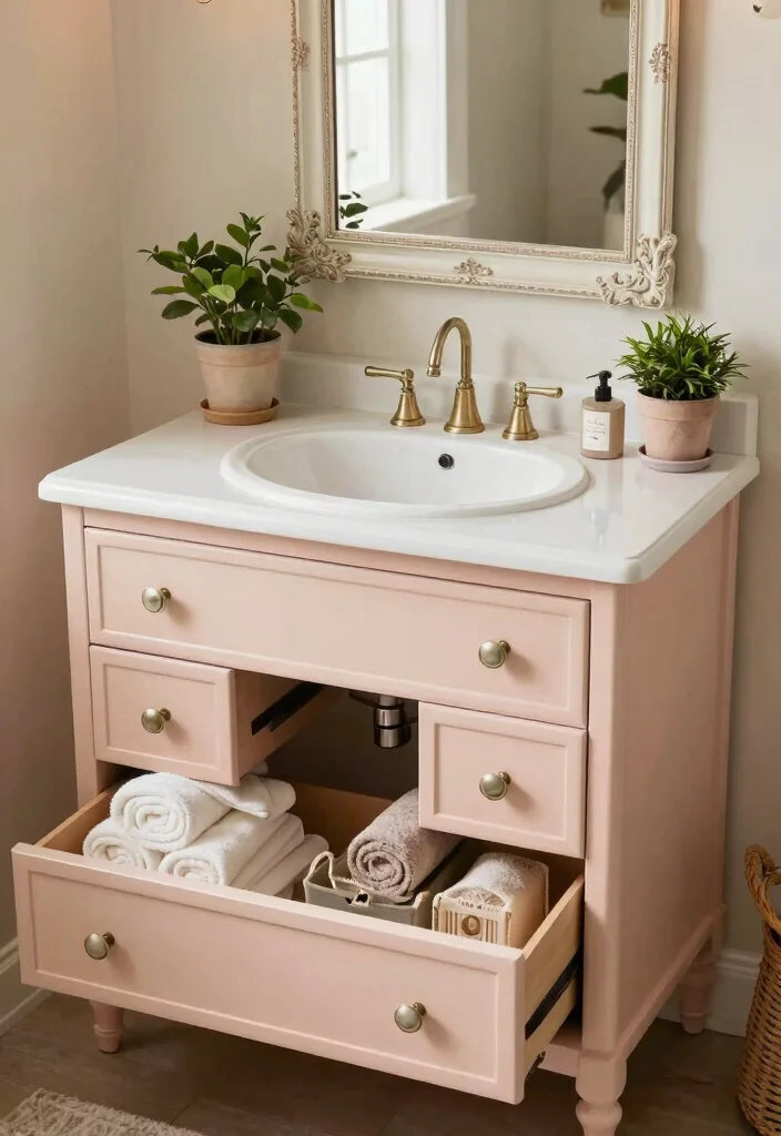 12 One Sink Bathroom Vanity Ideas for Style and Storage 2. Vintage Charm with a Repurposed Dresser 0