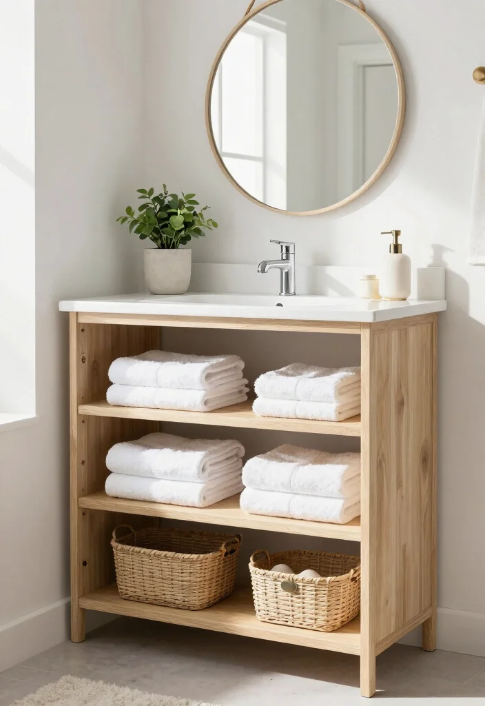 12 One Sink Bathroom Vanity Ideas for Style and Storage 6. Open Shelving Vanities 0