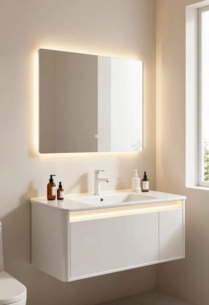 12 One Sink Bathroom Vanity Ideas for Style and Storage 8. Integrated Lighting Vanities 0