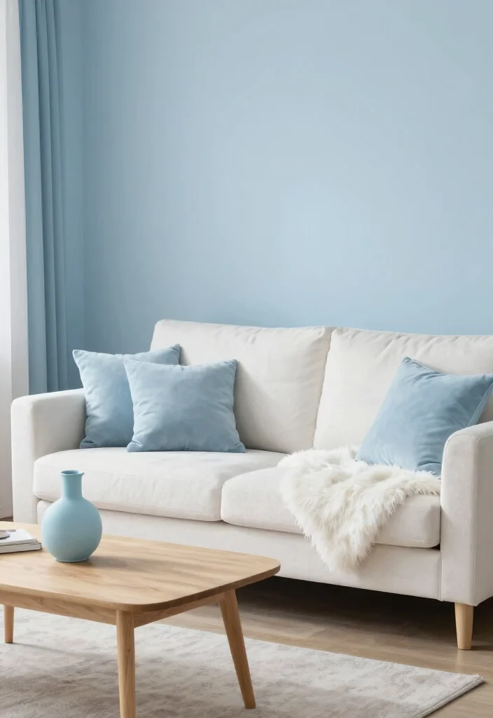 12 Pastel Living Room Ideas with Gentle Color 4. Soft Blue and White Harmony 0