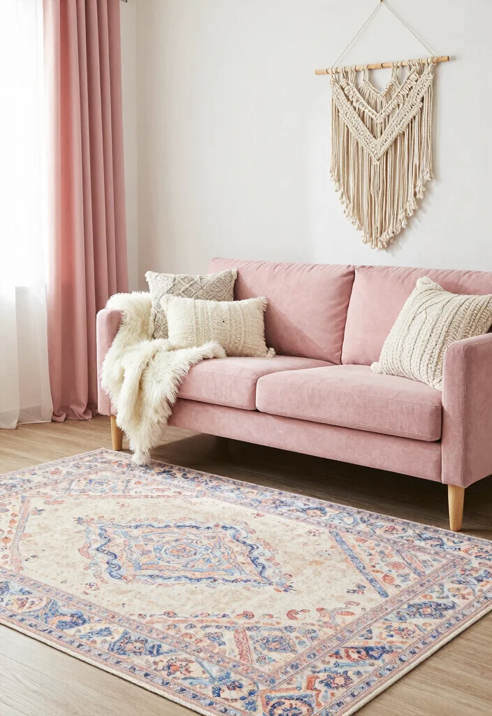12 Pastel Living Room Ideas with Gentle Color 9. Pastel Patterns and Textures 0