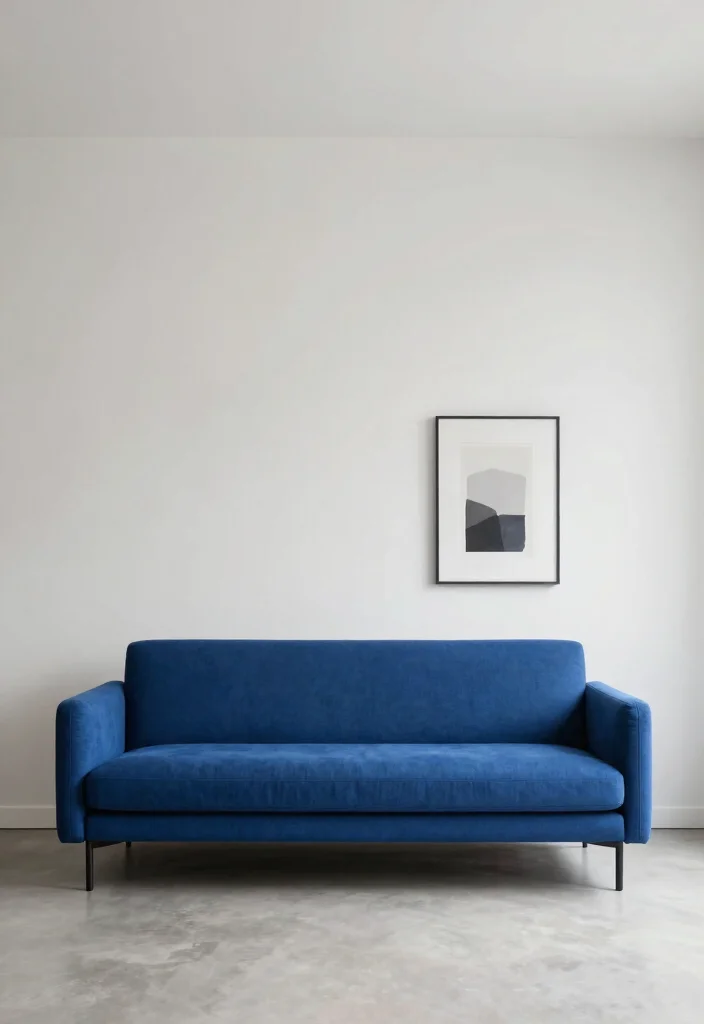 12 Royal Blue Couch Living Room Ideas with Bold Style 9. Minimalist Approach 0