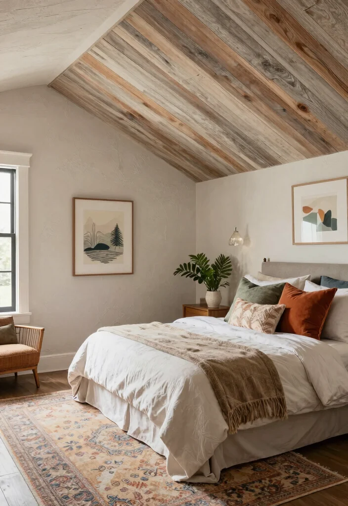 12 Slanted Ceiling Bedroom Ideas That Use Every Inch 10. Textured Wall Treatments 0