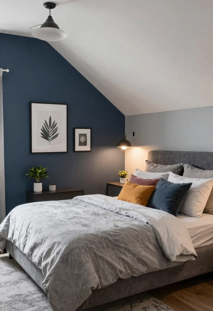 12 Slanted Ceiling Bedroom Ideas That Use Every Inch 3. Creative Use of Color 0