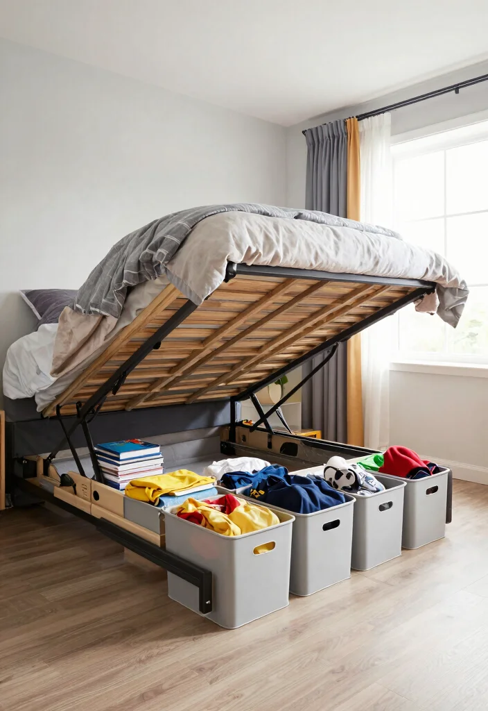 12 Teen Boys Bedroom Ideas with Fun Functional Style 5. Under Bed Storage Solutions 0