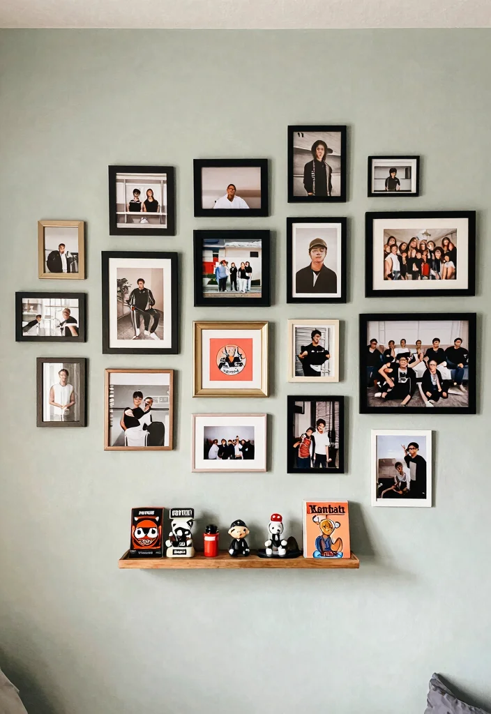 12 Teen Boys Bedroom Ideas with Fun Functional Style 7. A Creative Gallery Wall 0