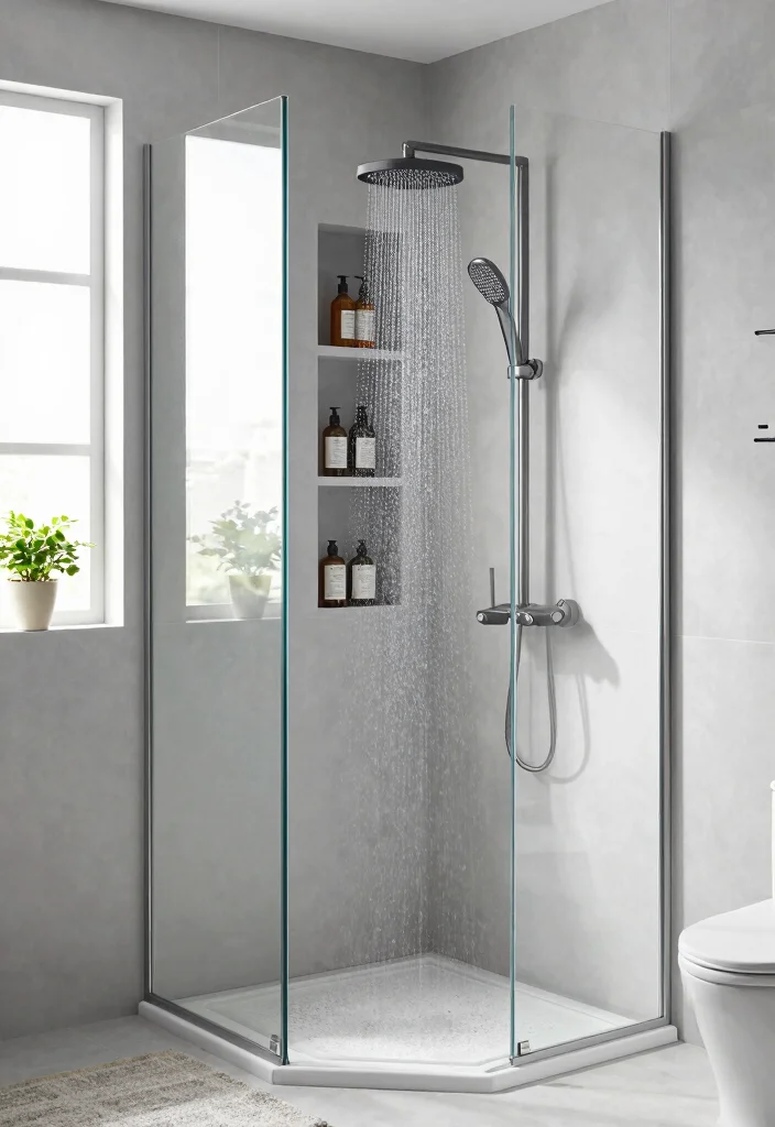 12 Tiny House Bathroom Ideas with Smart Space Saving Layouts 1. Minimalist Corner Shower 0