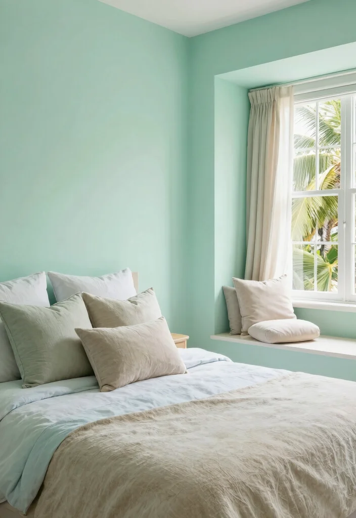 12 Tropical Bedroom Ideas for a Fresh Relaxed Mood 10. Soft Color Palette for Serenity 0