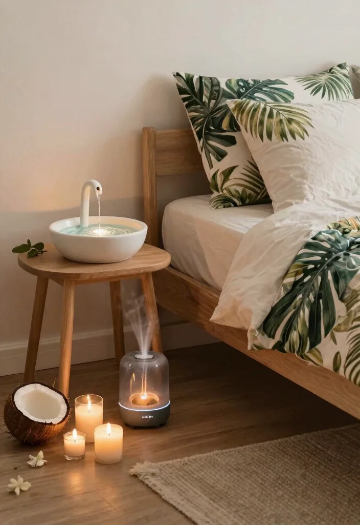12 Tropical Bedroom Ideas for a Fresh Relaxed Mood 12. Scent and Sound for a Complete Experience 0