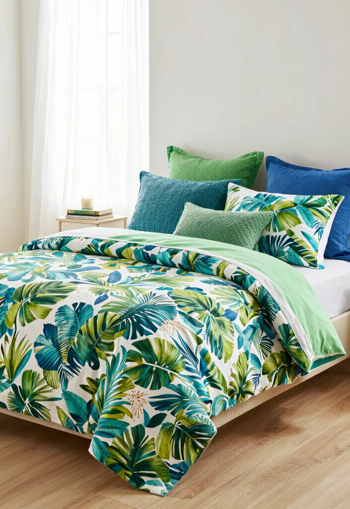 12 Tropical Bedroom Ideas for a Fresh Relaxed Mood 2. Vibrant Bedding Styles 0