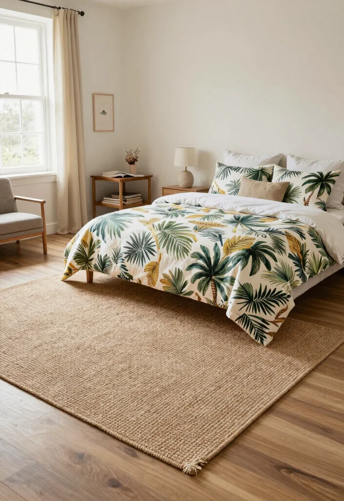 12 Tropical Bedroom Ideas for a Fresh Relaxed Mood 7. Textured Rugs for Comfort 0