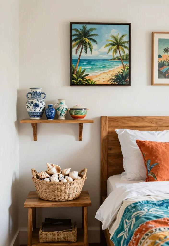 12 Tropical Bedroom Ideas for a Fresh Relaxed Mood 8. Personal Touches with Souvenirs 0