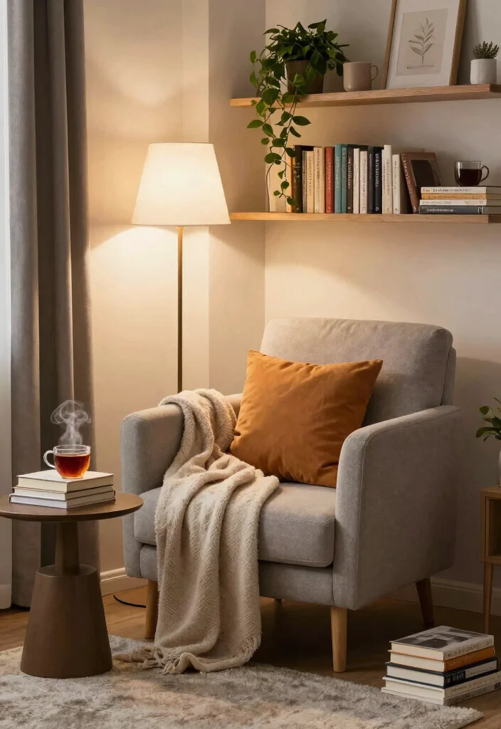 12 UK Living Room Ideas with Cozy Modern Charm 11. Cozy Reading Nooks 0