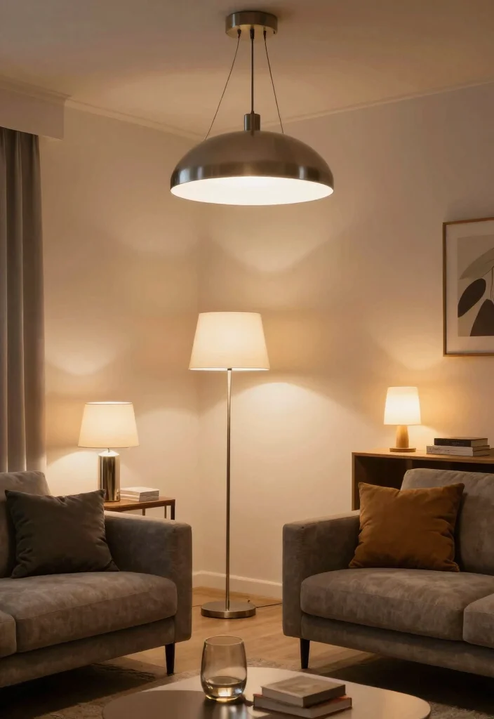 12 UK Living Room Ideas with Cozy Modern Charm 6. Statement Lighting Fixtures 0