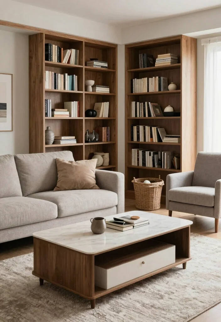 12 UK Living Room Ideas with Cozy Modern Charm 9. Functional Storage Solutions 0